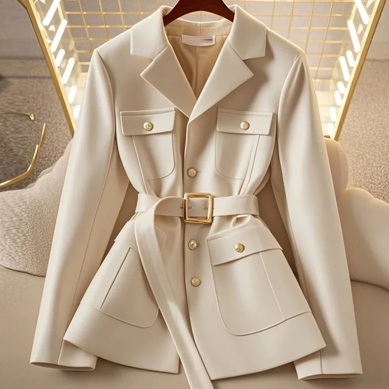 Elegant Edge | Slim Fit Single-Breasted Suit Collar Blazer - Image 4