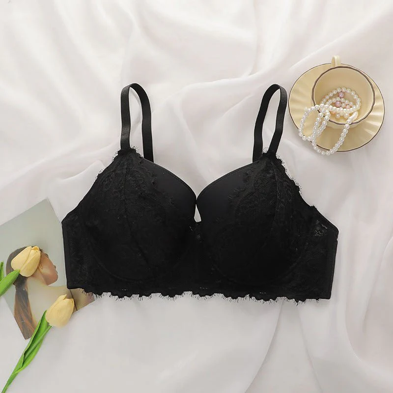 Elegant Gather | Detachable Strap 3/4 Cup Nylon Bra Black - Image 12
