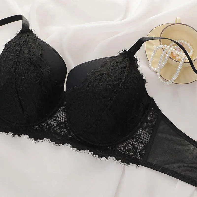 Elegant Gather | Detachable Strap 3/4 Cup Nylon Bra Black - Image 16
