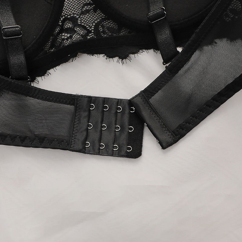 Elegant Gather | Detachable Strap 3/4 Cup Nylon Bra Black - Image 17
