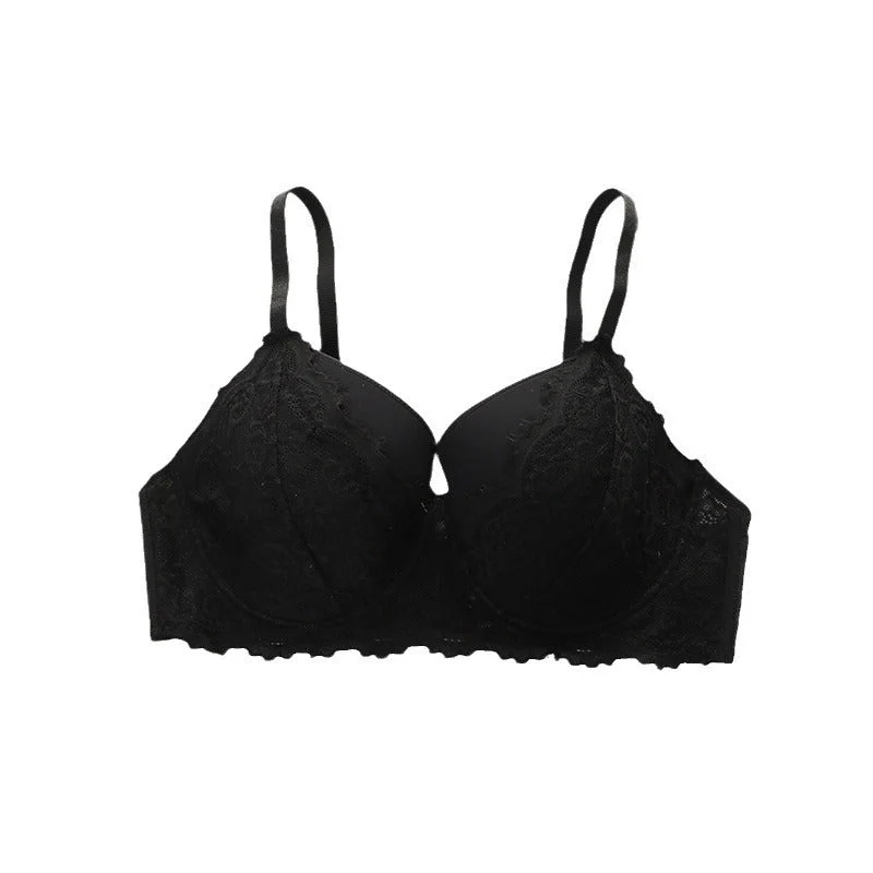 Elegant Gather | Detachable Strap 3/4 Cup Nylon Bra Black - Image 5