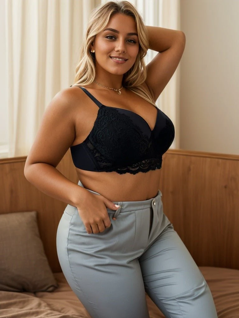 Elegant Gather | Detachable Strap 3/4 Cup Nylon Bra Black - Image 9