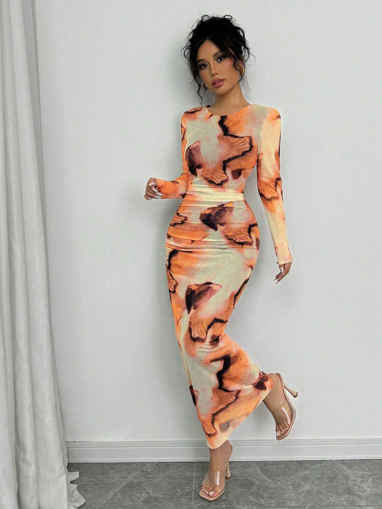Elegant Gradient Long Sleeve Slimming Women's Dress - Image 2