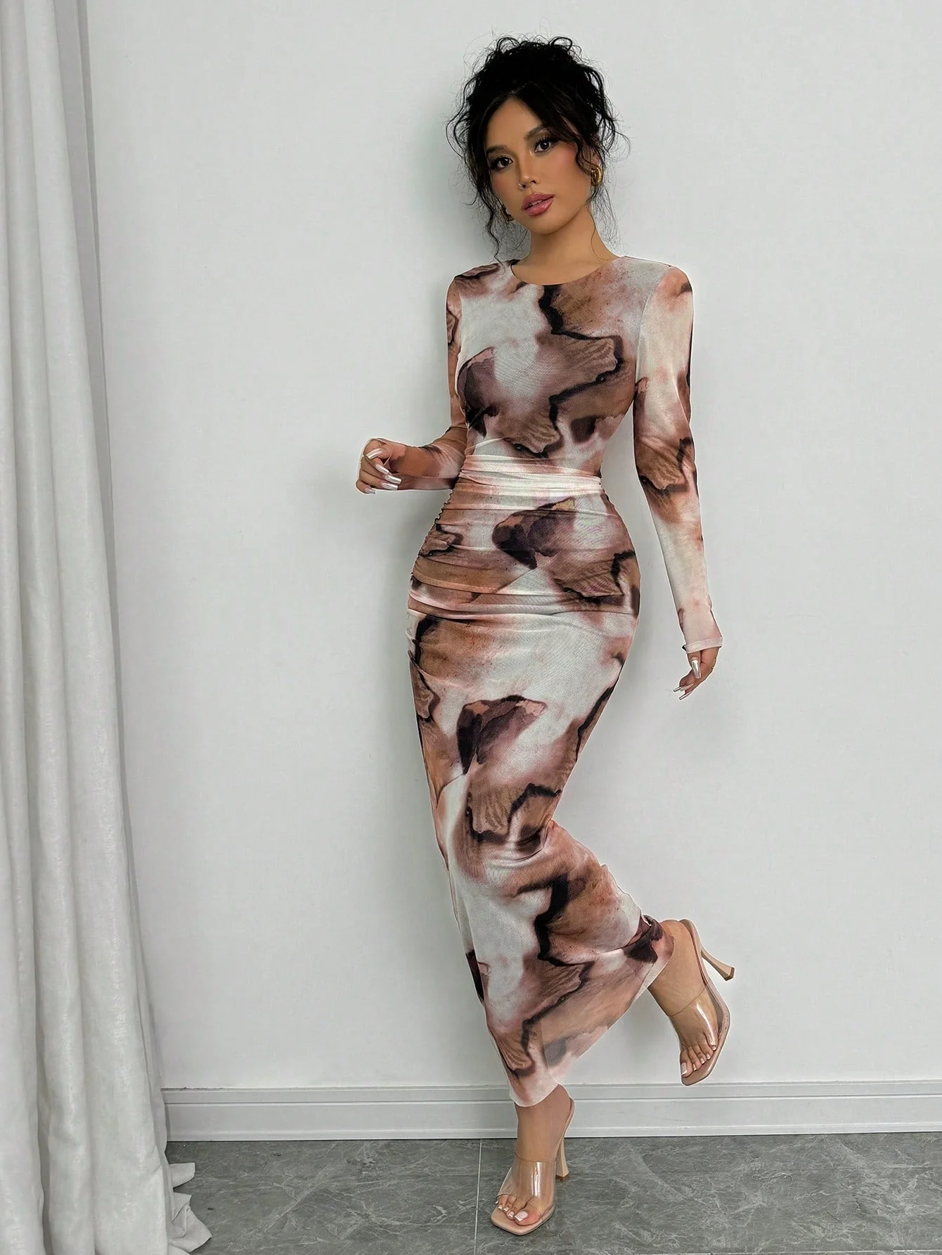 Elegant Gradient Long Sleeve Slimming Women's Dress - Image 3
