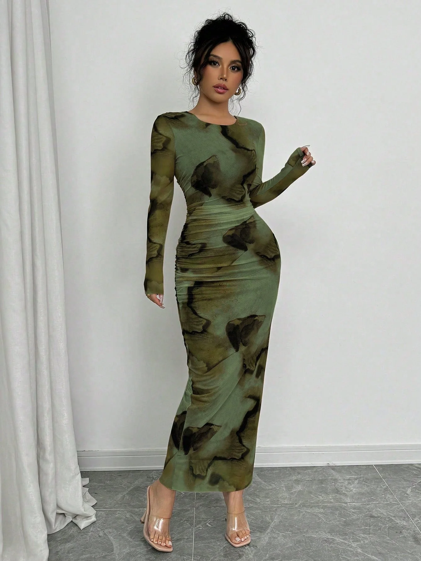 Elegant Gradient Long Sleeve Slimming Women's Dress - Image 7