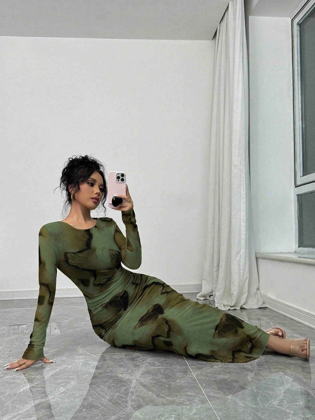 Elegant Gradient Long Sleeve Slimming Women's Dress - Image 8