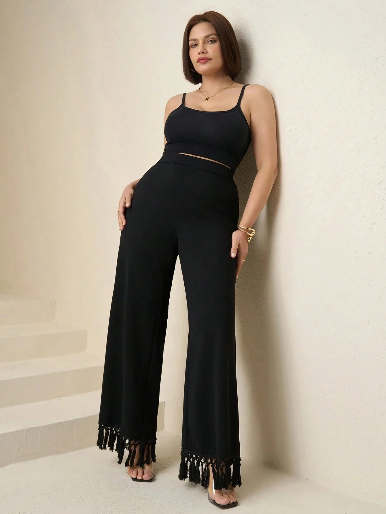 Elegant High Waist Pleated Wide Leg Pants,Plus Size FD - Image 5