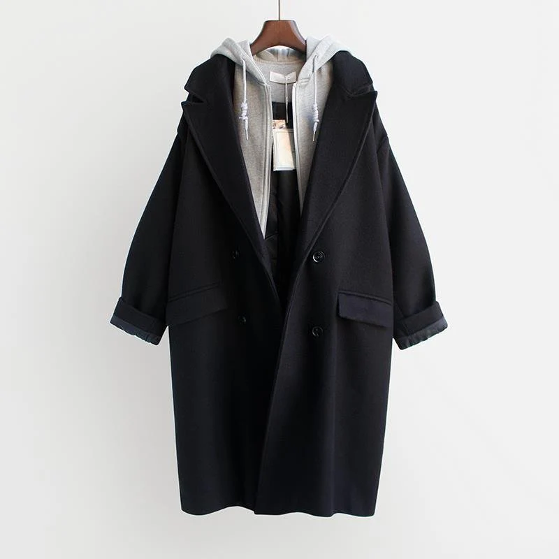 Elegant Warmth | Wool-Blend Double-Breasted Loose Coat
