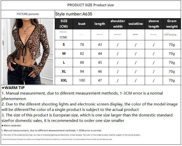 Elegant women's transparent mesh leopard print front lace-up long-sleeved top - Image 7