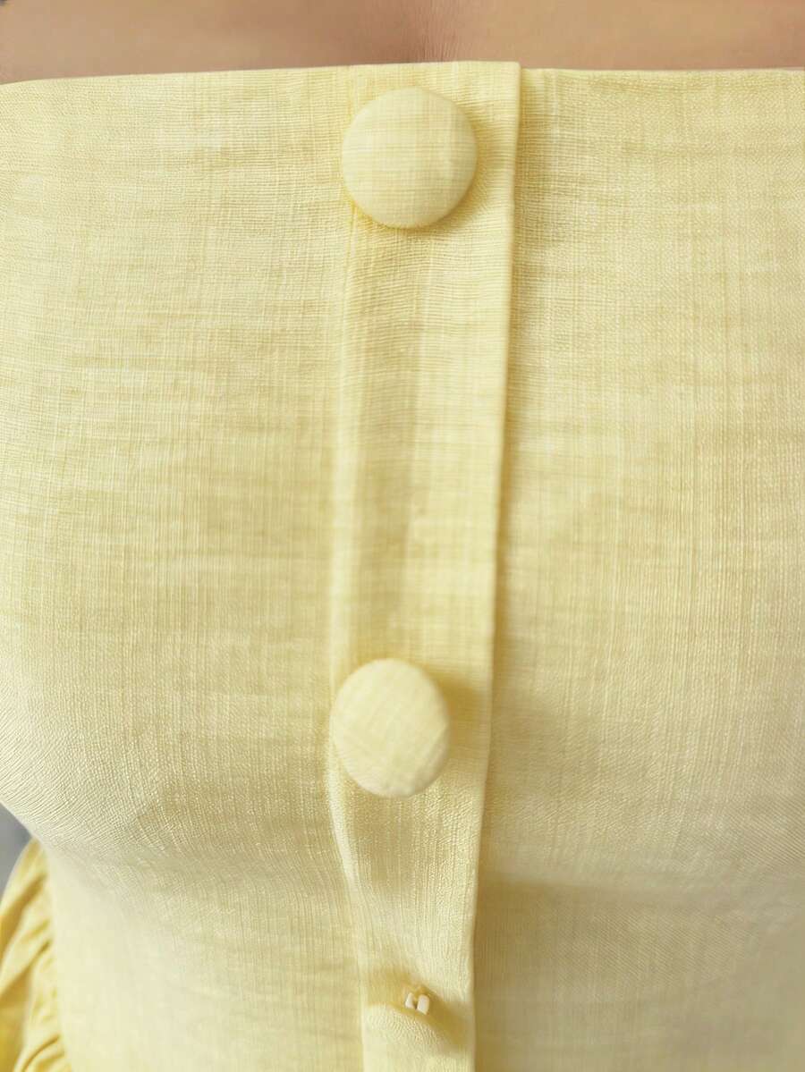 Elenzga New Arrival Tie-Shoulder Textured Bicolor Woven Midi Dress, - Image 29