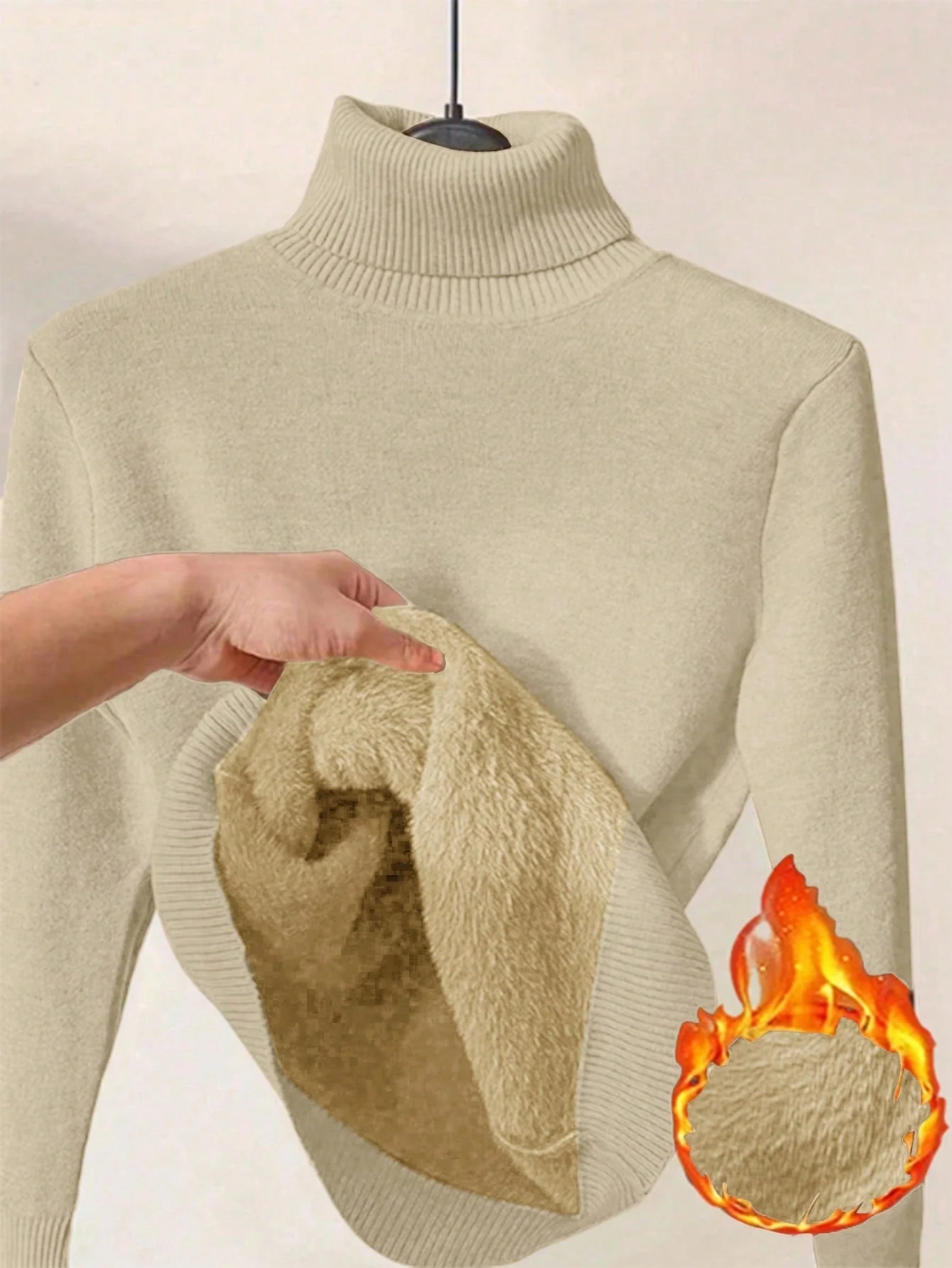 Essnce High Neck Slim Fit Fluffy Sweater, Thick And Warm - Image 10