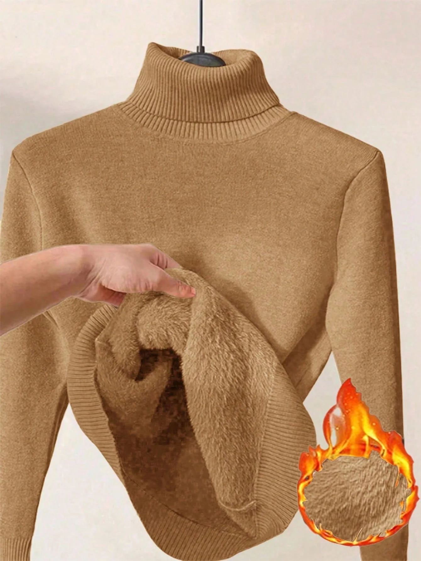 Essnce High Neck Slim Fit Fluffy Sweater, Thick And Warm - Image 12