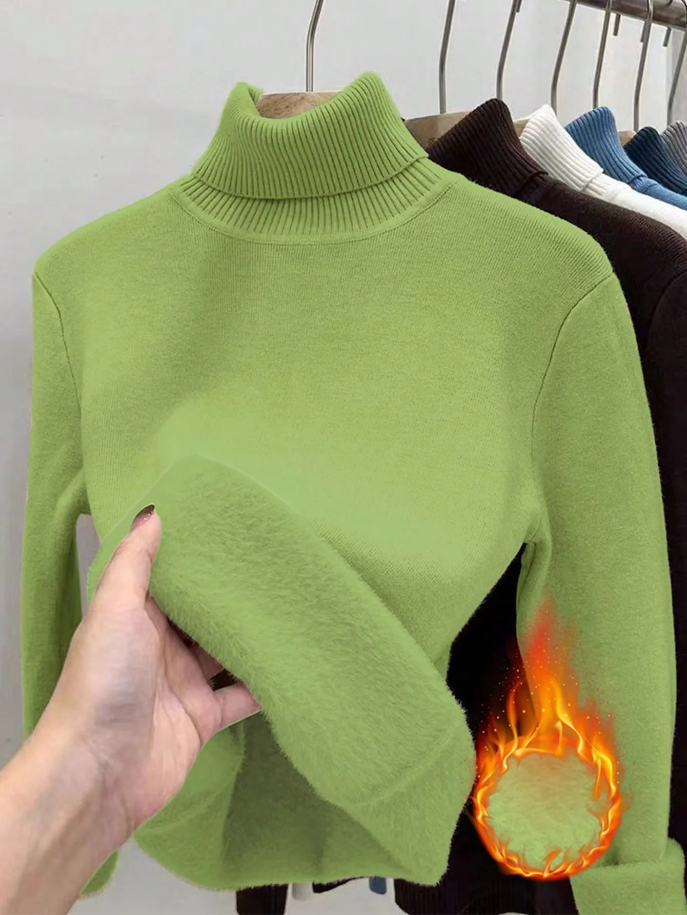 Essnce High Neck Slim Fit Fluffy Sweater, Thick And Warm - Image 14