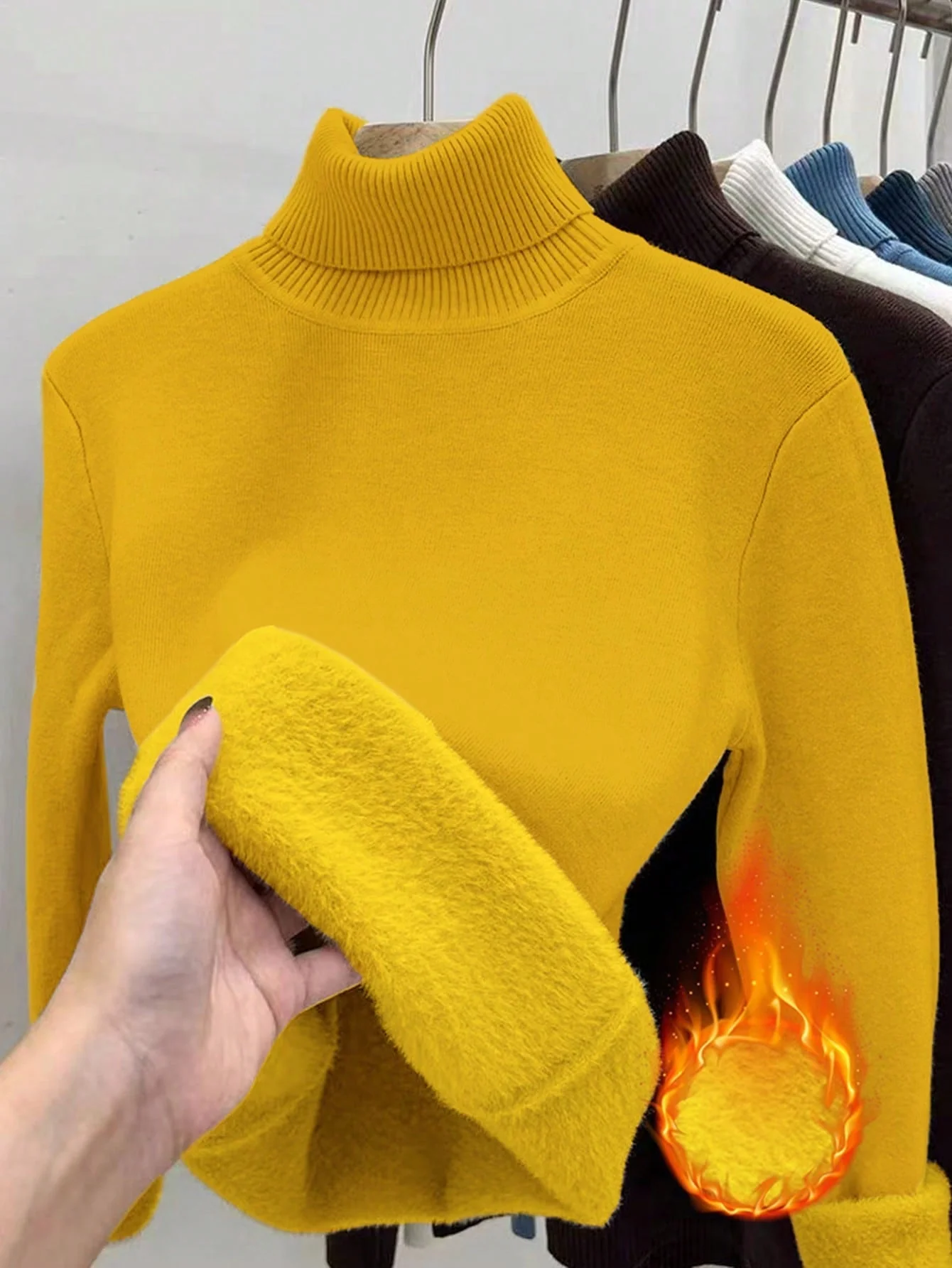 Essnce High Neck Slim Fit Fluffy Sweater, Thick And Warm - Image 15