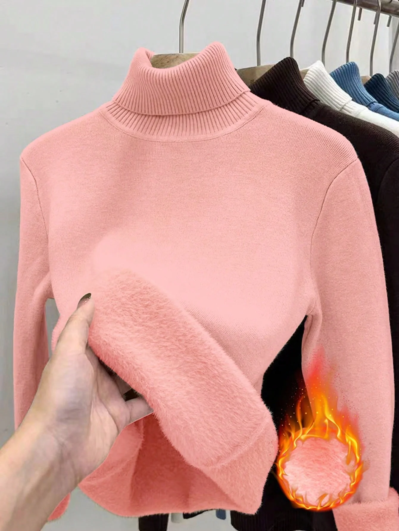 Essnce High Neck Slim Fit Fluffy Sweater, Thick And Warm - Image 18