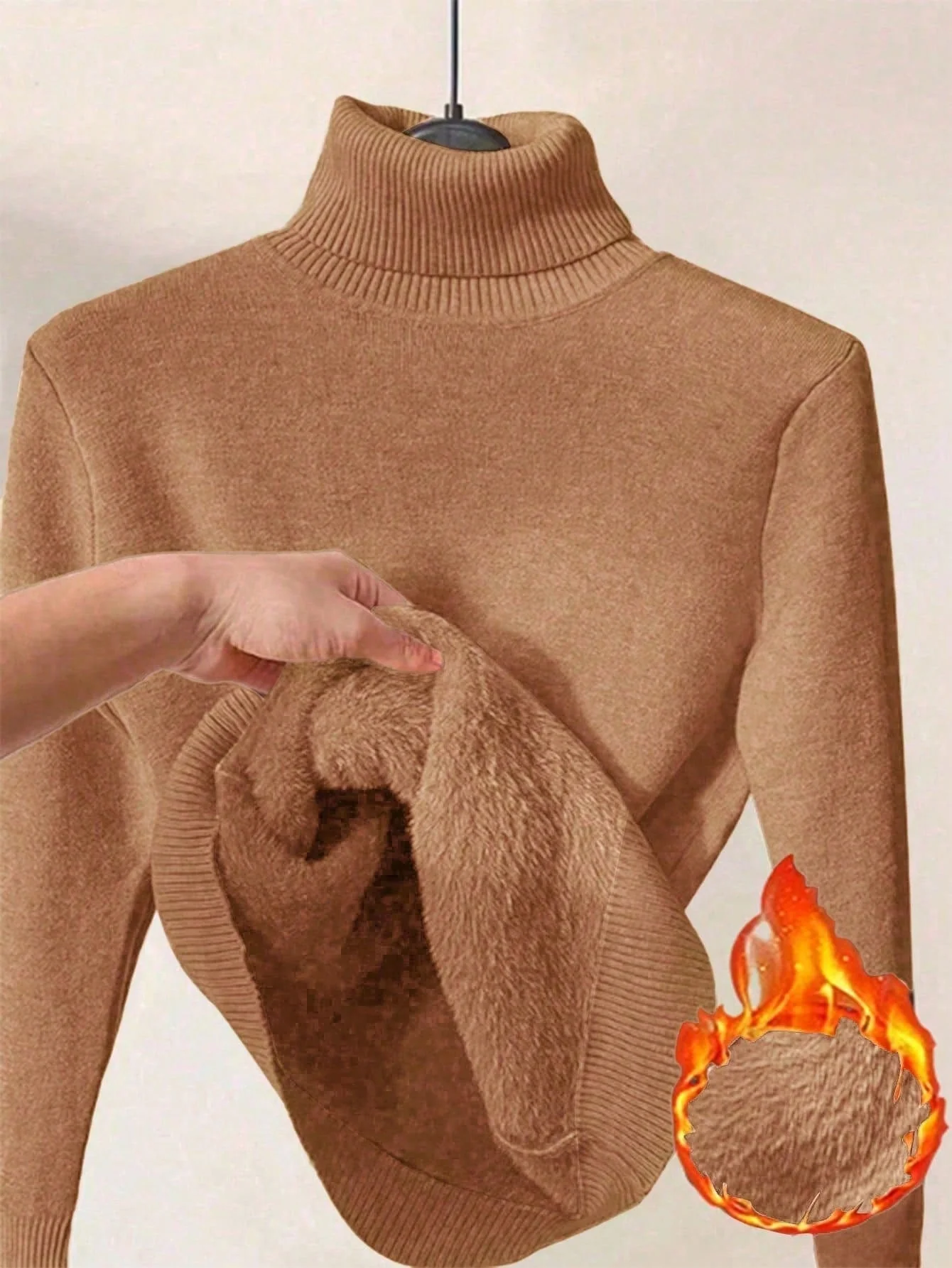 Essnce High Neck Slim Fit Fluffy Sweater, Thick And Warm - Image 20