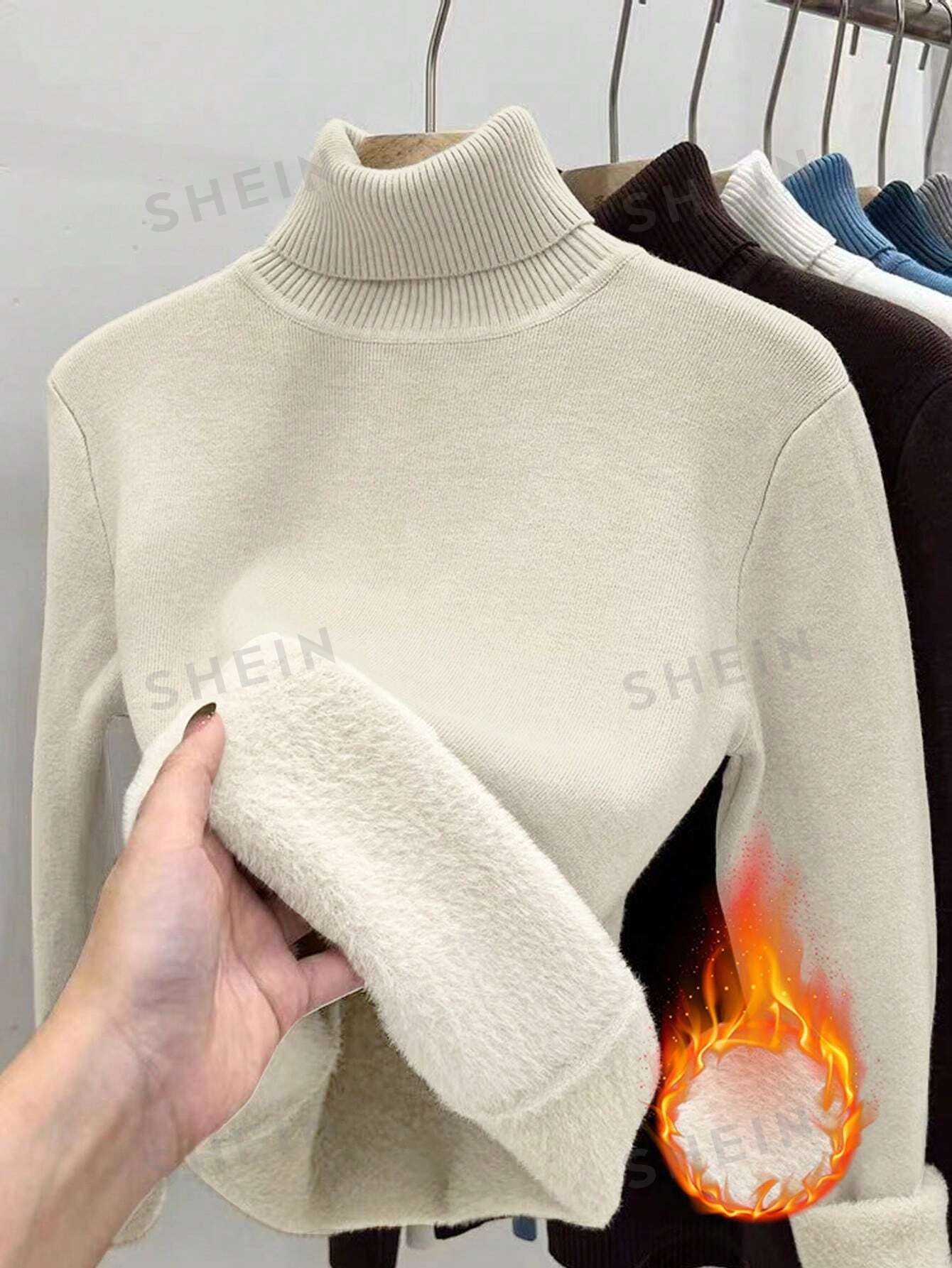 Essnce High Neck Slim Fit Fluffy Sweater, Thick And Warm - Image 22