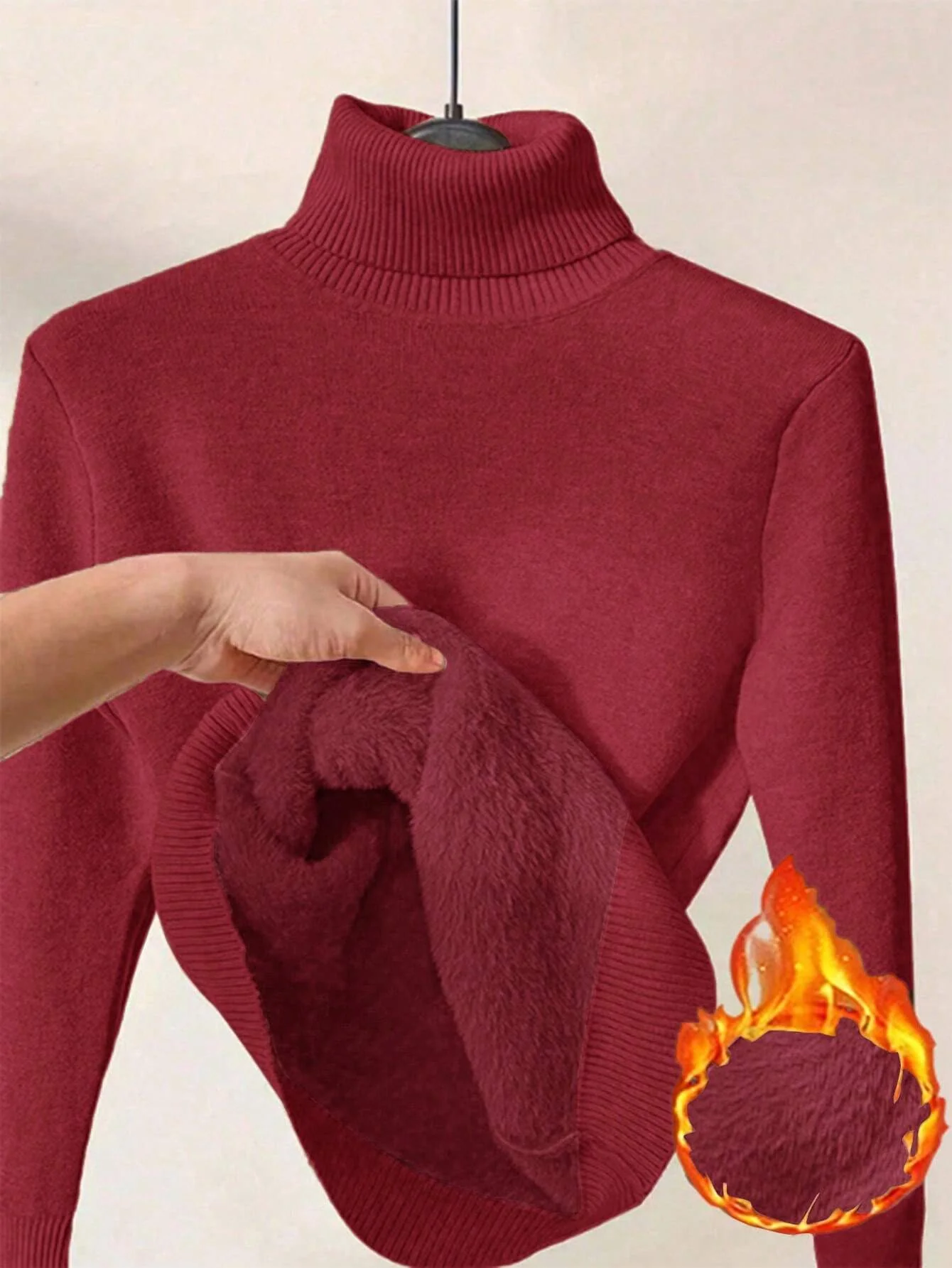 Essnce High Neck Slim Fit Fluffy Sweater, Thick And Warm - Image 34