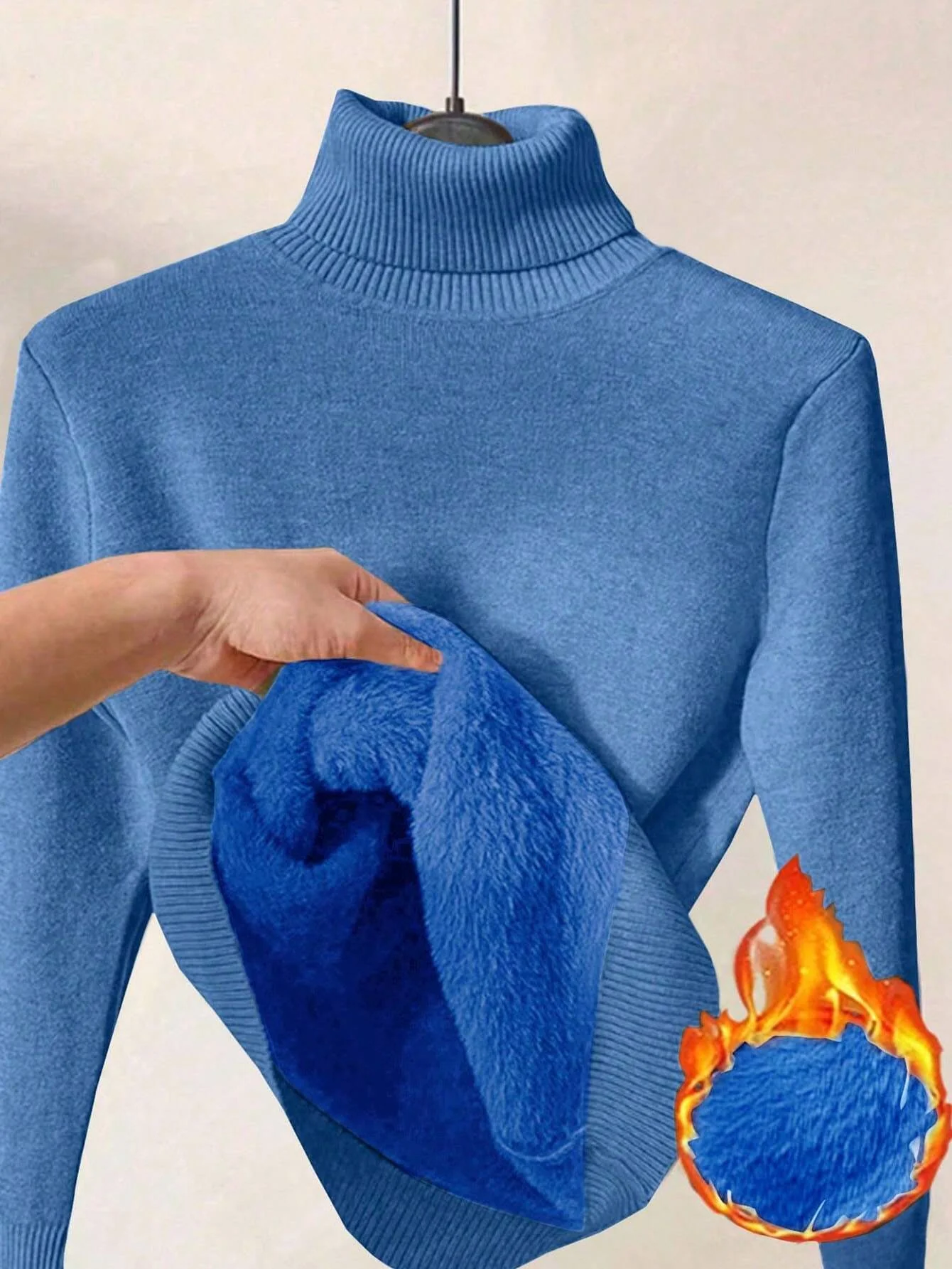 Essnce High Neck Slim Fit Fluffy Sweater, Thick And Warm - Image 36