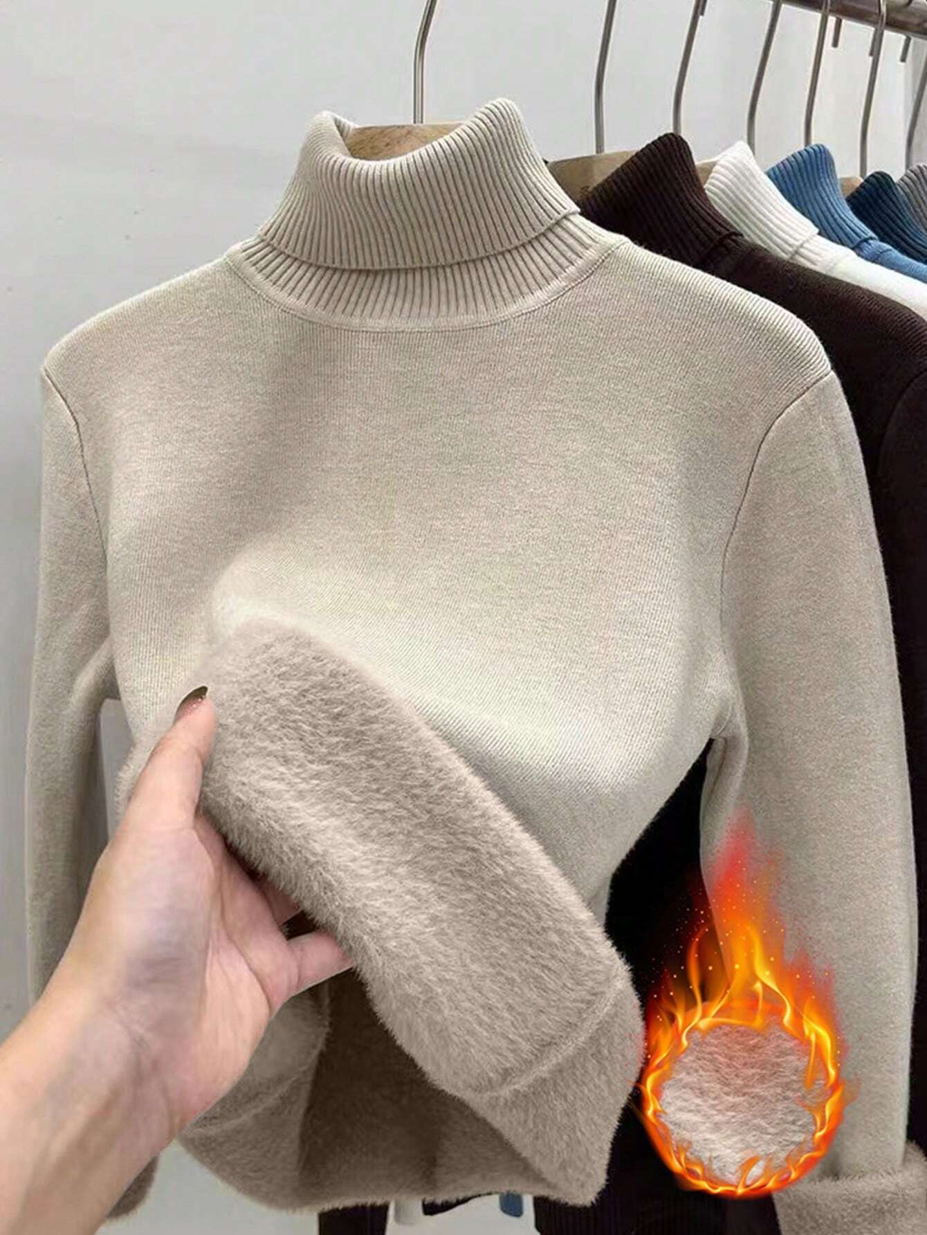 Essnce High Neck Slim Fit Fluffy Sweater, Thick And Warm - Image 38