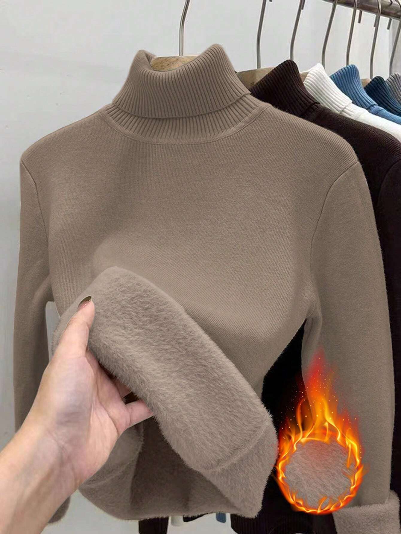 Essnce High Neck Slim Fit Fluffy Sweater, Thick And Warm - Image 40