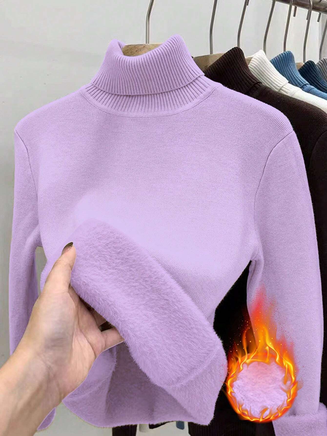 Essnce High Neck Slim Fit Fluffy Sweater, Thick And Warm - Image 44