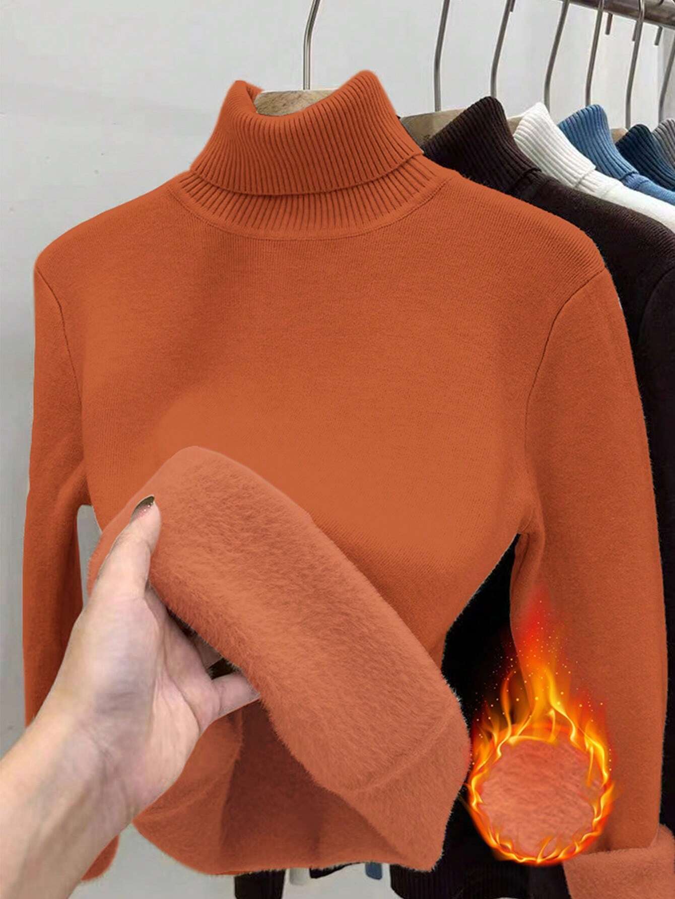 Essnce High Neck Slim Fit Fluffy Sweater, Thick And Warm - Image 46