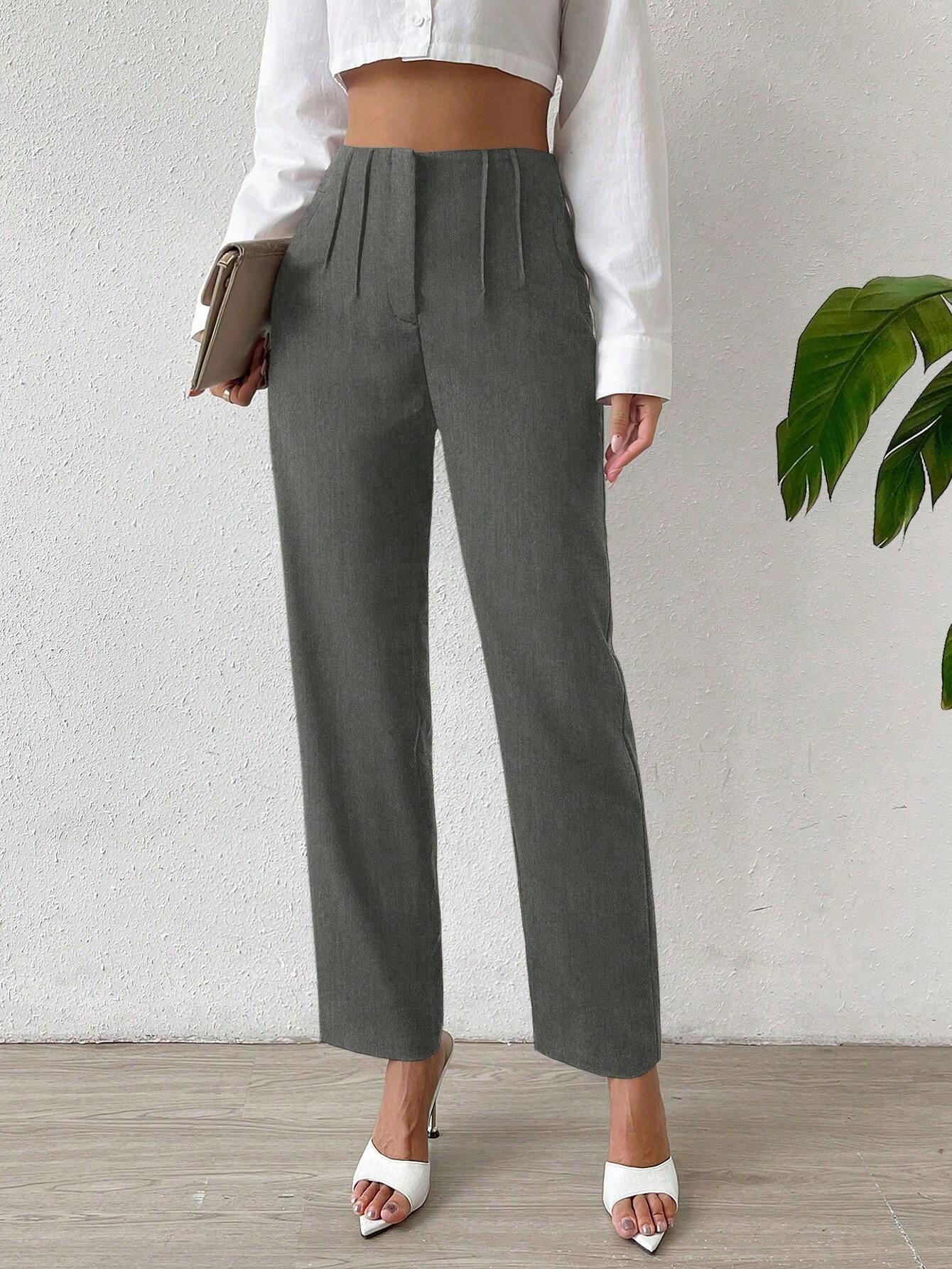 Essnce Solid Fold Pleated Straight Leg Pants - Image 18