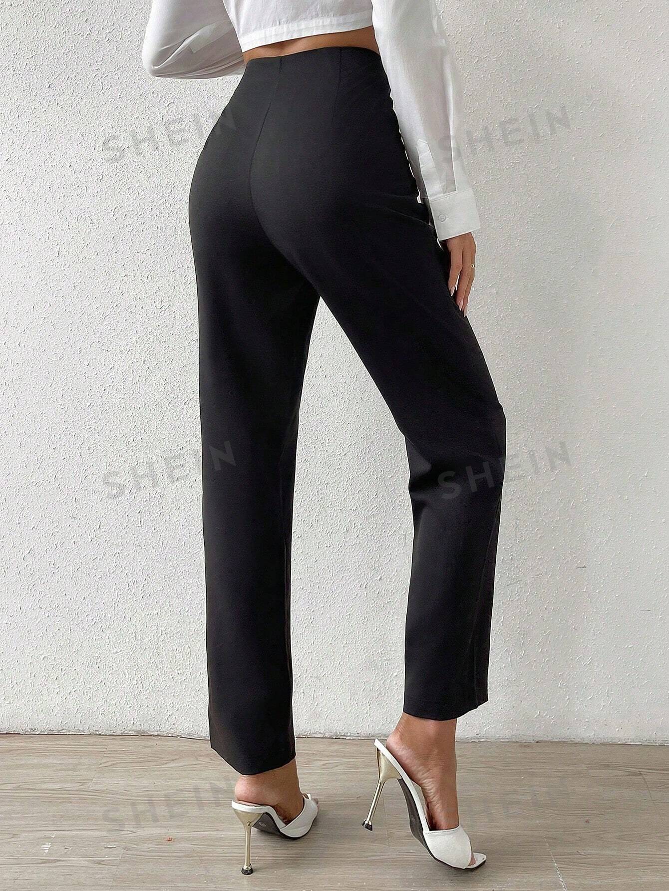 Essnce Solid Fold Pleated Straight Leg Pants - Image 8