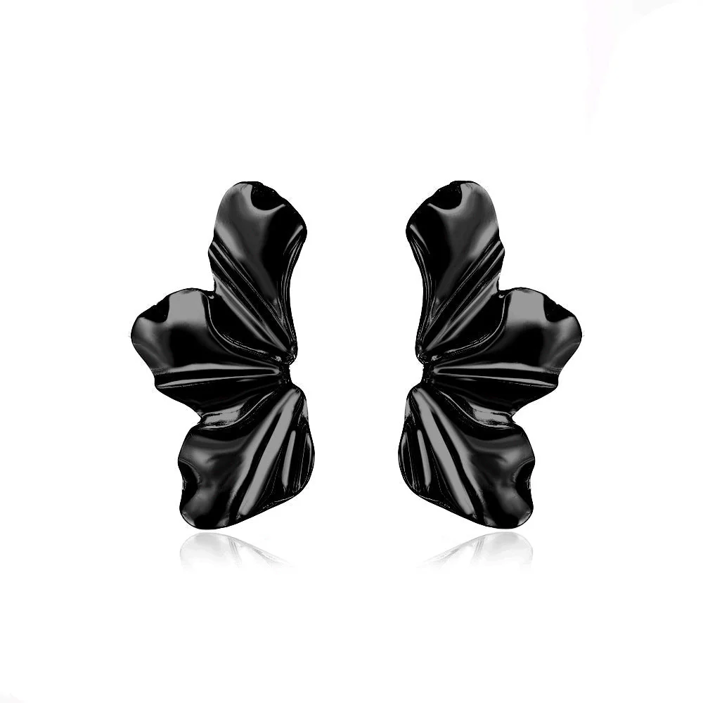 European and American retro exaggerated golden flower earrings simple temperament matte irregular petal earrings alloy earrings for women - Image 3