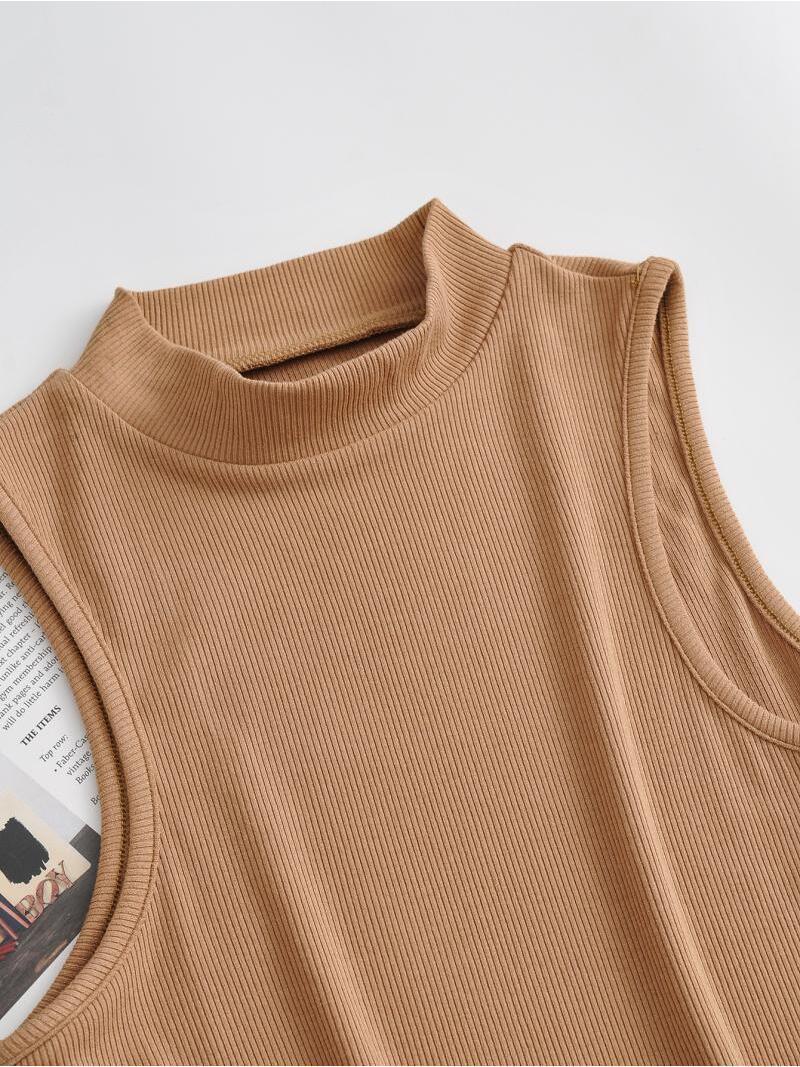 European and American summer new retro small high collar vest women's elastic slim fit short style navel-exposed sleeveless sports top FD - Image 12