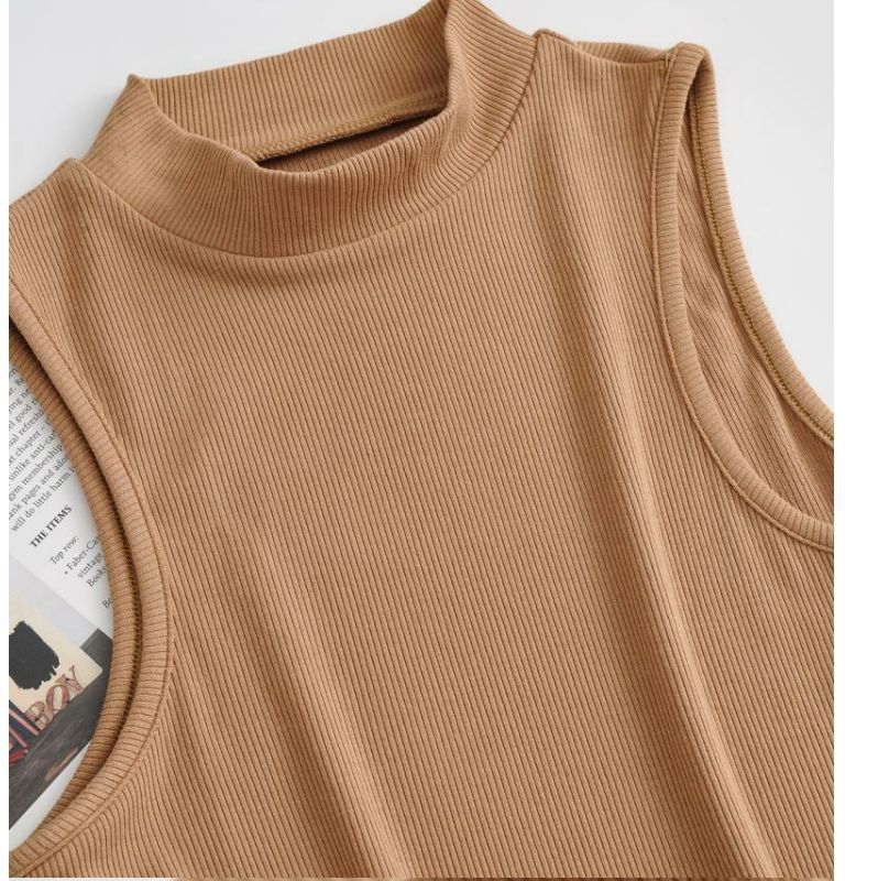European and American summer new retro small high collar vest women's elastic slim fit short style navel-exposed sleeveless sports top FD - Image 23