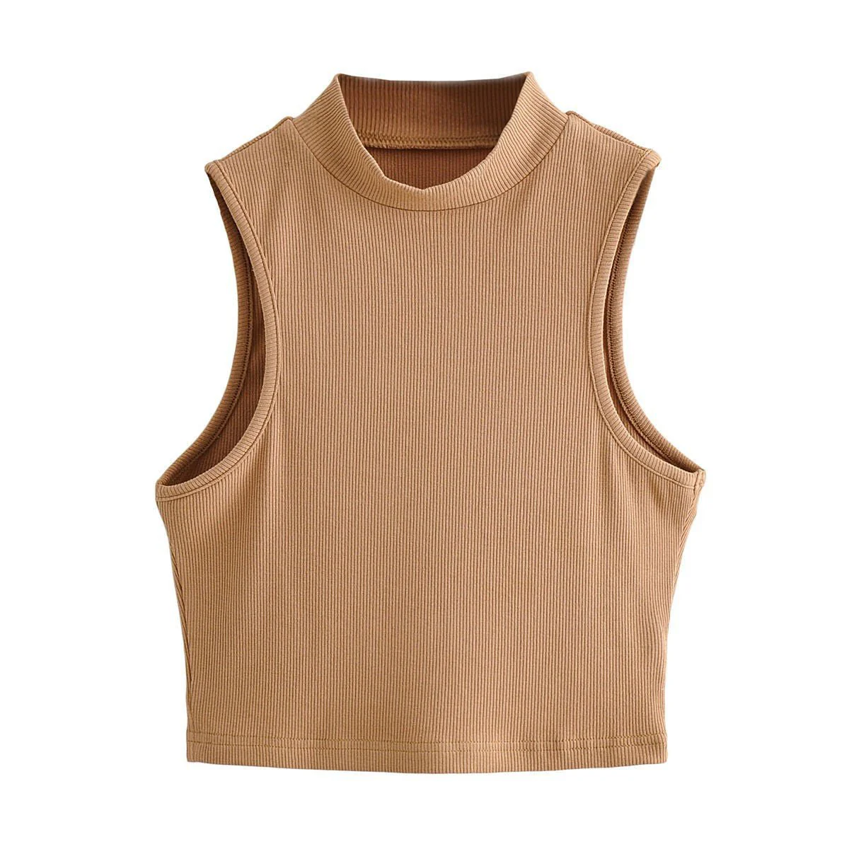 European and American summer new retro small high collar vest women's elastic slim fit short style navel-exposed sleeveless sports top FD - Image 6