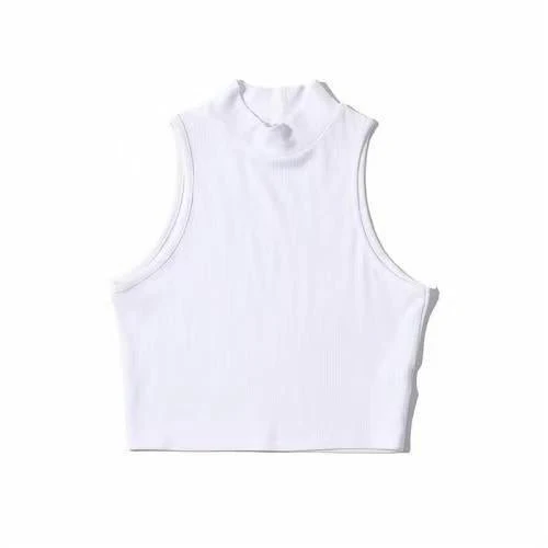 European and American summer new retro small high collar vest women's elastic slim fit short style navel-exposed sleeveless sports top FD - Image 8