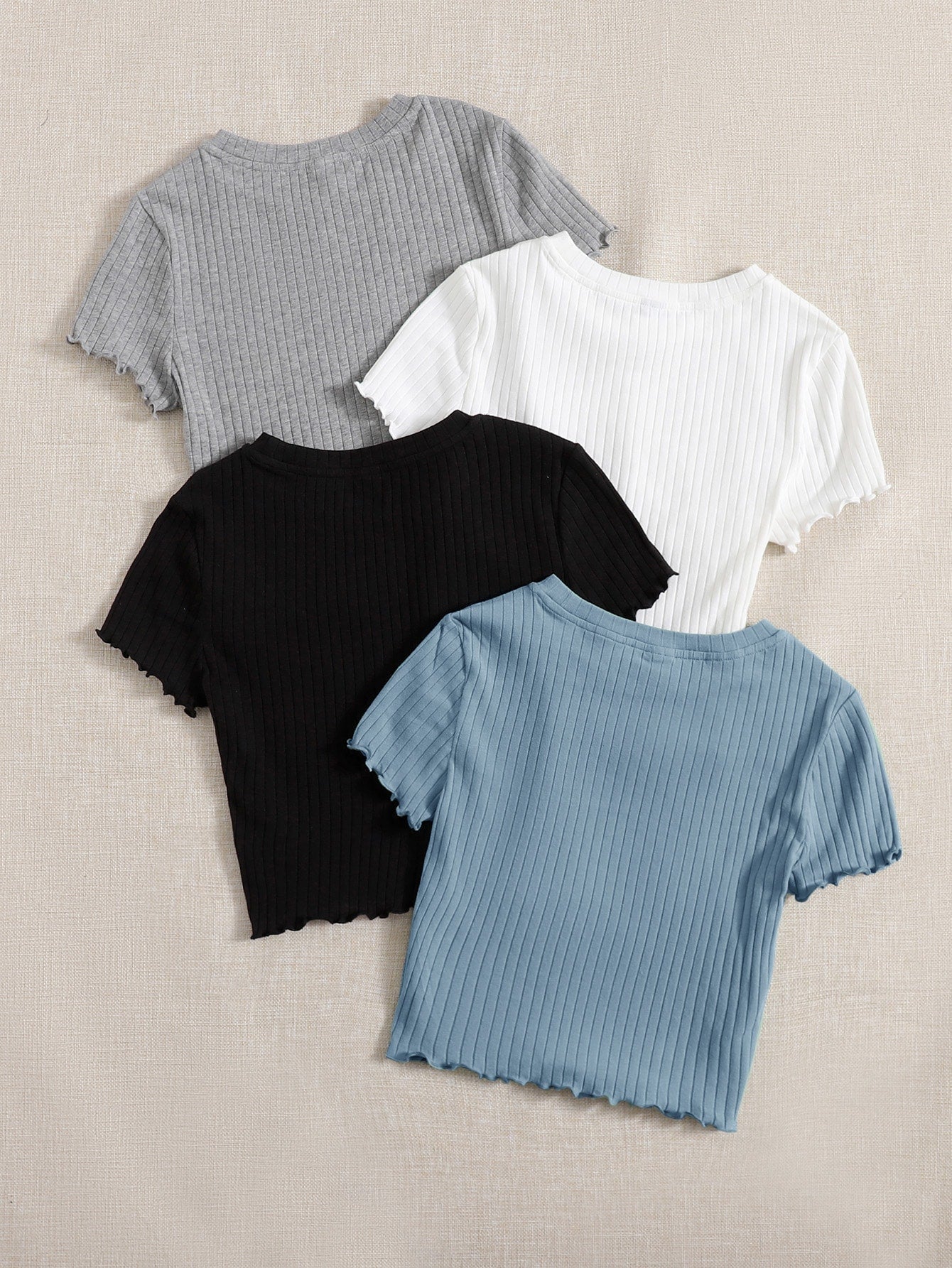 EZwear 4pcs Lettuce Trim Rib Knit Tee - Image 11
