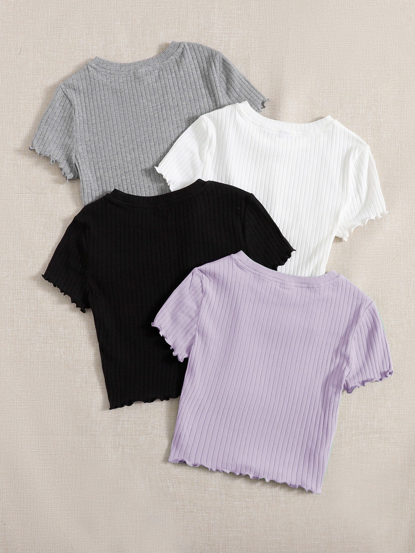 EZwear 4pcs Lettuce Trim Rib Knit Tee - Image 15