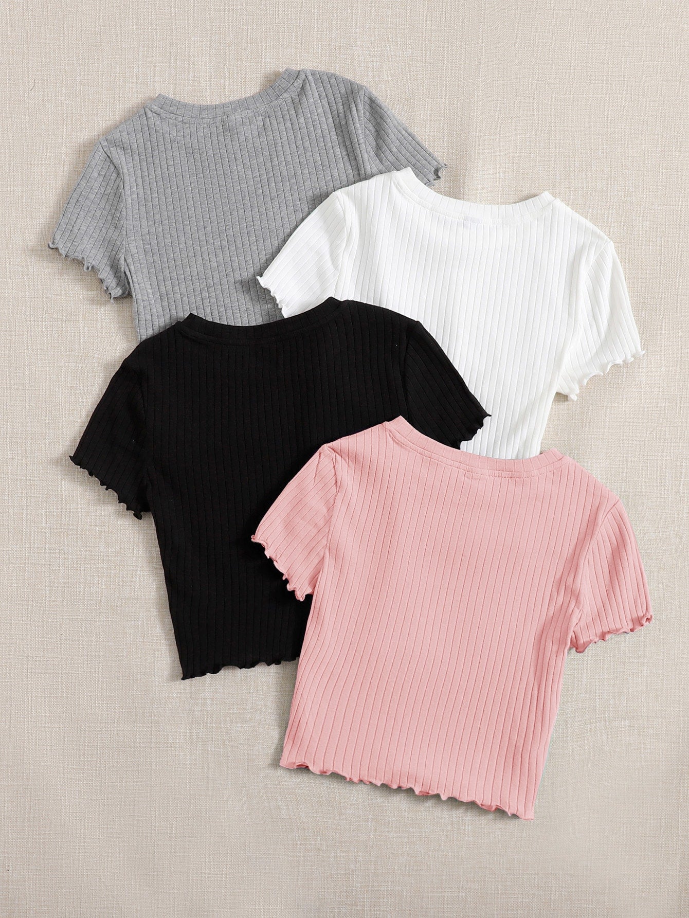 EZwear 4pcs Lettuce Trim Rib Knit Tee - Image 19