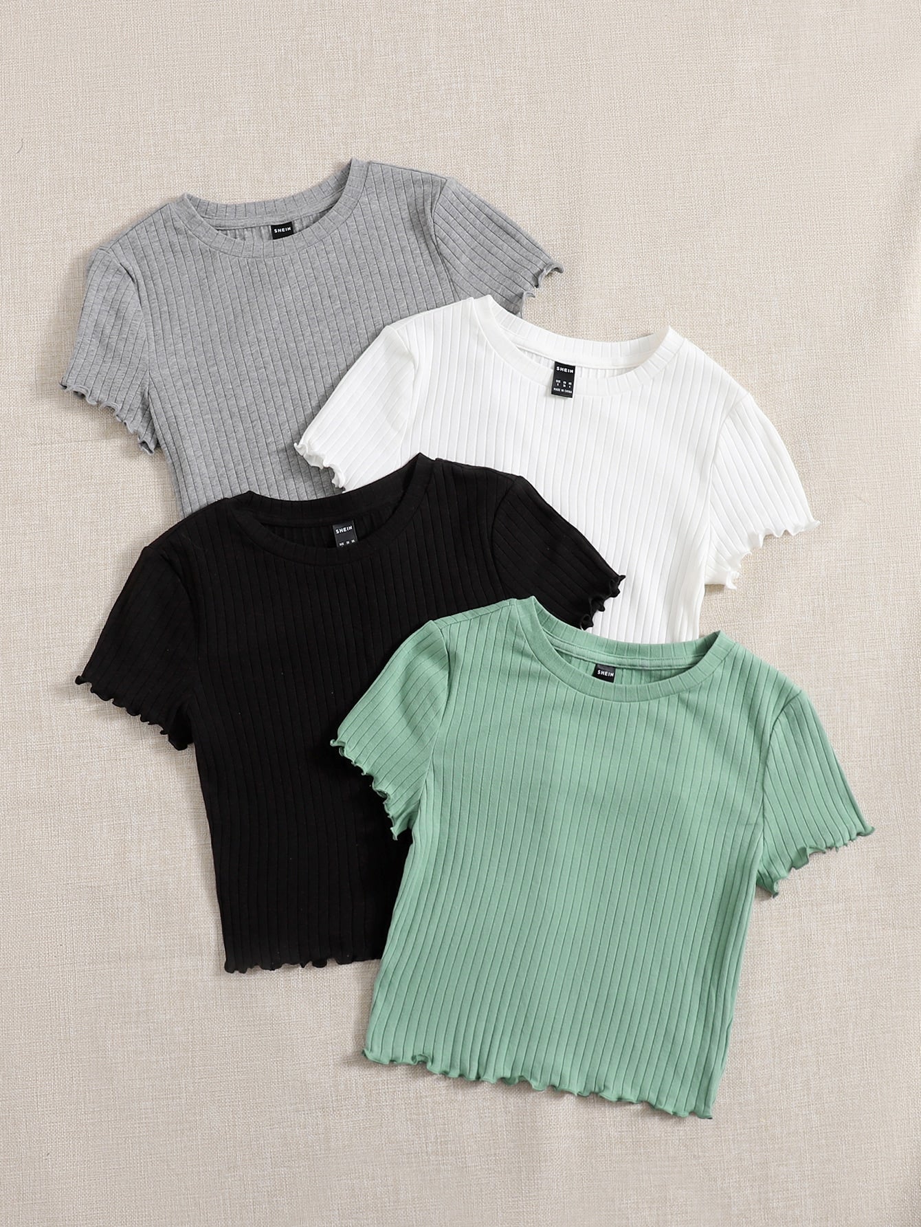 EZwear 4pcs Lettuce Trim Rib Knit Tee - Image 26