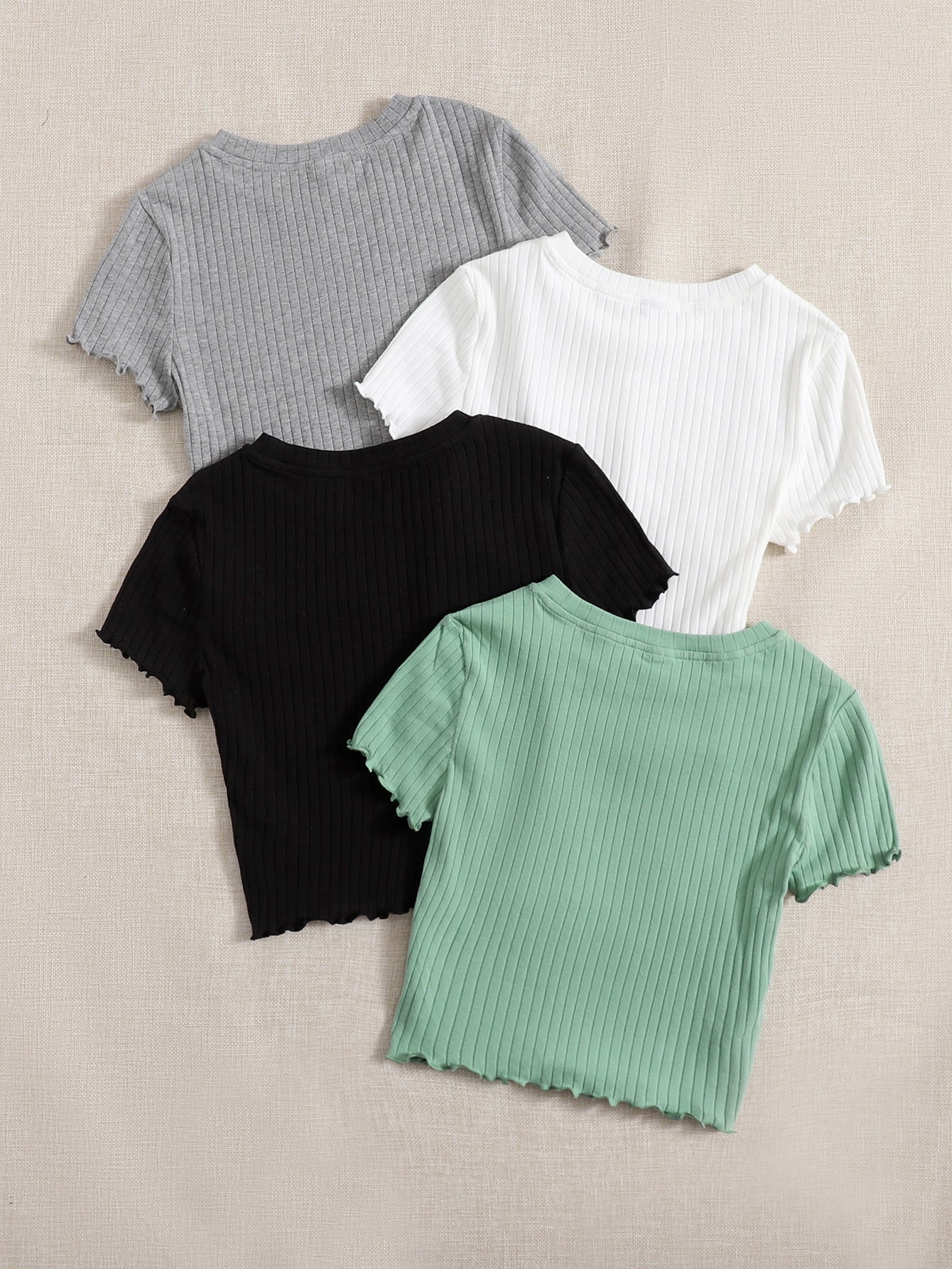 EZwear 4pcs Lettuce Trim Rib Knit Tee - Image 3