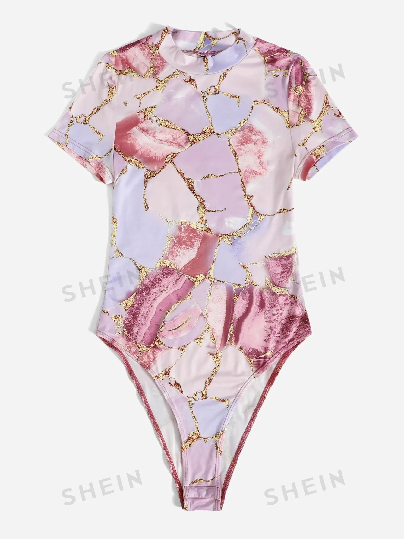 EZwear Marble Print High Cut Bodysuit - Image 7