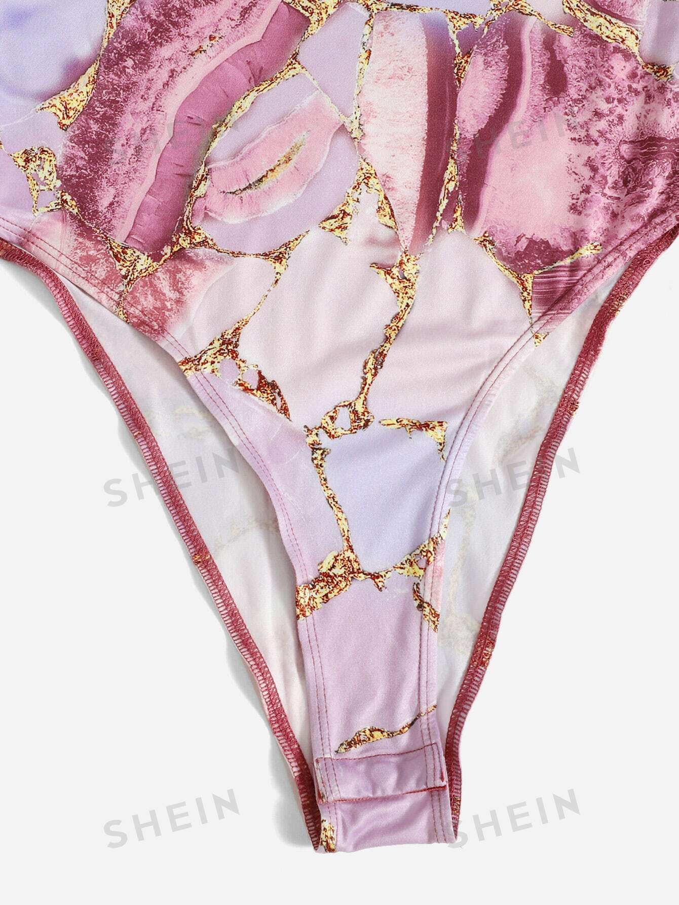 EZwear Marble Print High Cut Bodysuit - Image 9