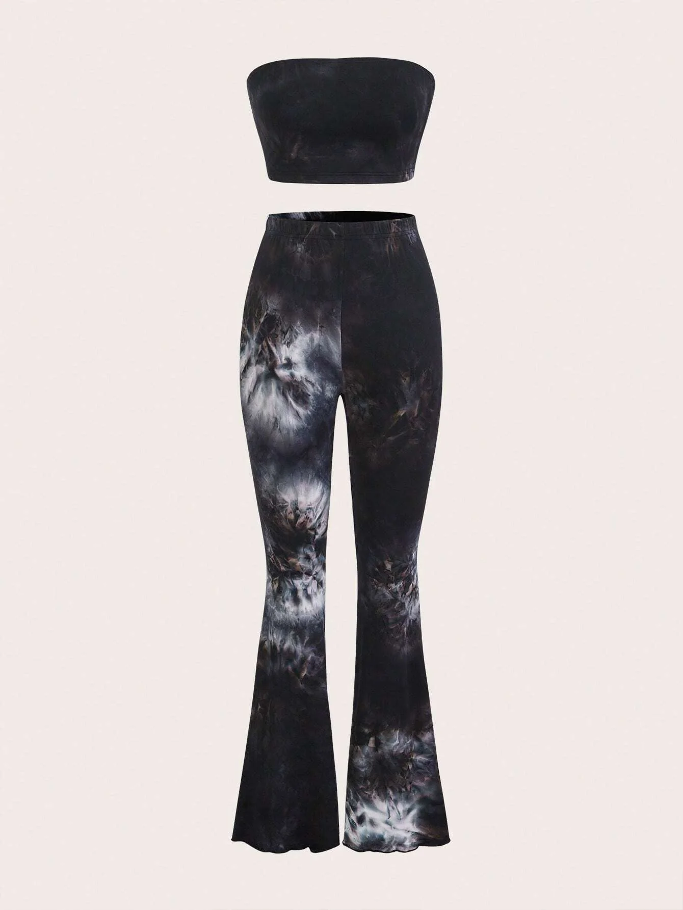 EZwear Tie Dye Crop Tube Top & Flare Leg Pants - Image 10