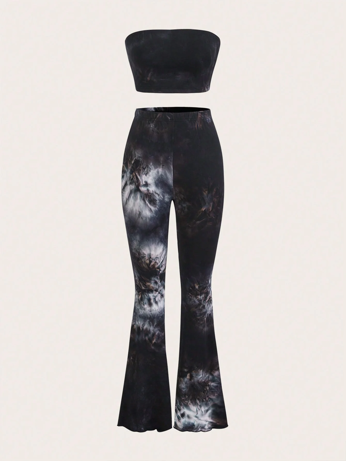EZwear Tie Dye Crop Tube Top & Flare Leg Pants - Image 3