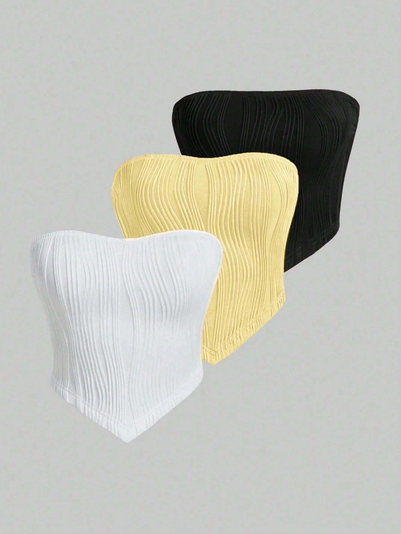 EZwear Women Summer Casual Solid Color Texture Strapless Top - Image 4