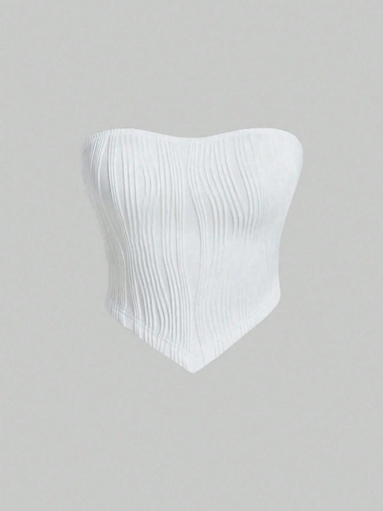EZwear Women Summer Casual Solid Color Texture Strapless Top - Image 7