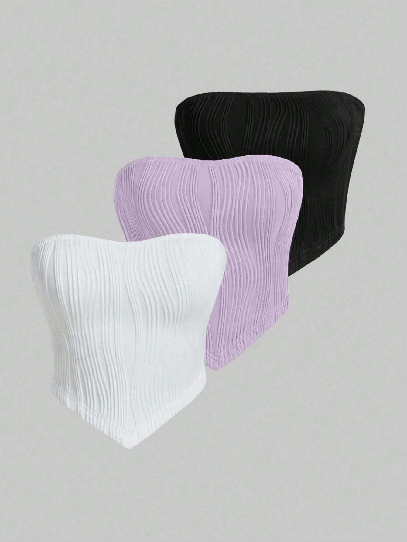 EZwear Women Summer Casual Solid Color Texture Strapless Top - Image 9