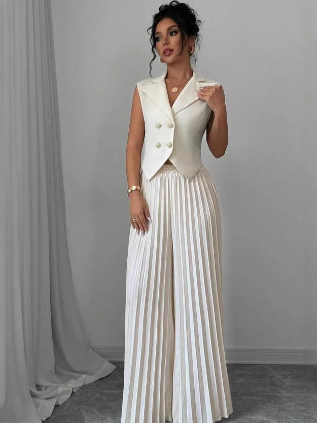 Fashion vest vest pleated skirt set women's clothing