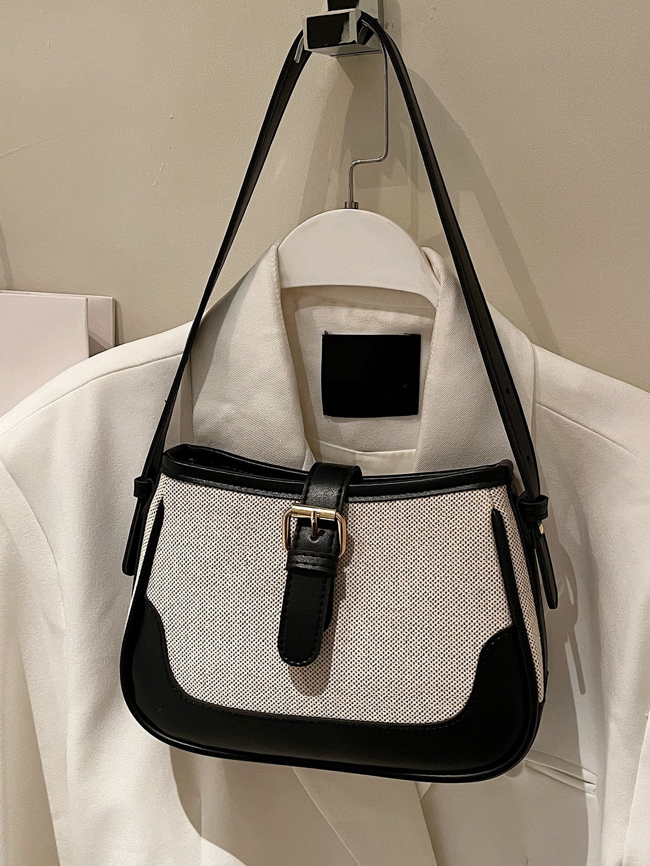 Fashionable Linen Cloth Color Blocking Elegant Shoulder Cross-body Bag - Image 2
