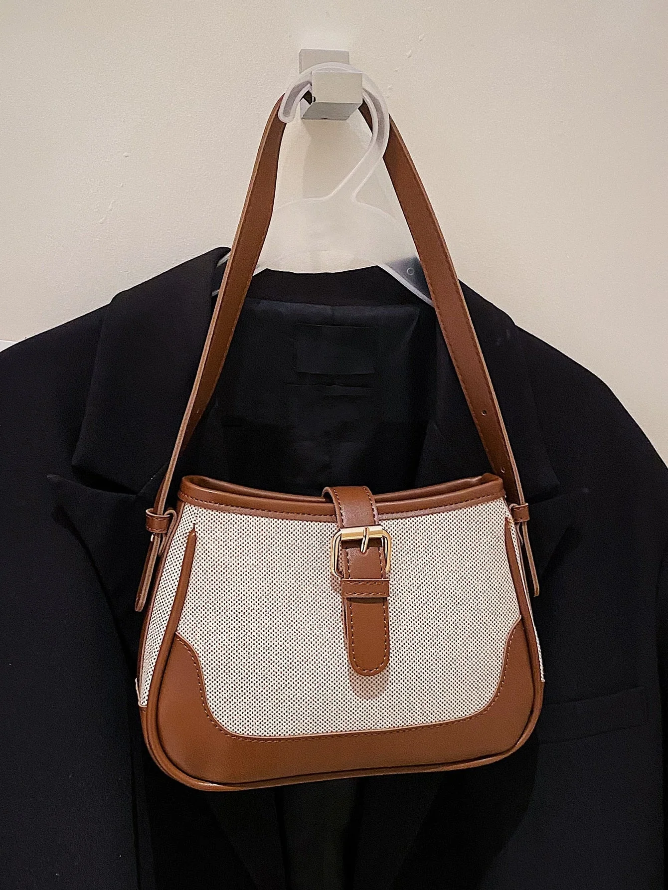 Fashionable Linen Cloth Color Blocking Elegant Shoulder Cross-body Bag - Image 3
