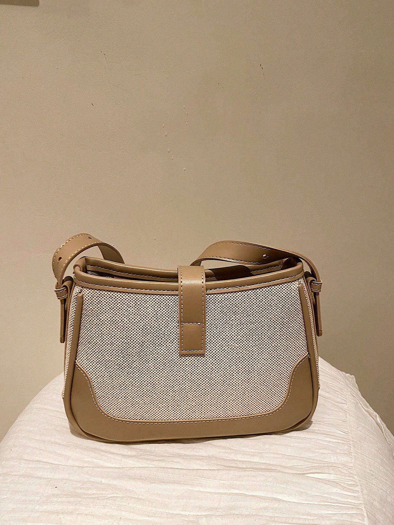 Fashionable Linen Cloth Color Blocking Elegant Shoulder Cross-body Bag - Image 9